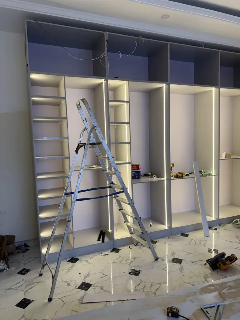 Shelving system with LED lights