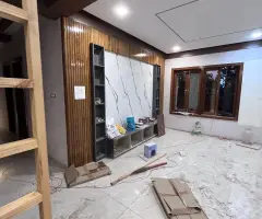 TV unit with a wall panel